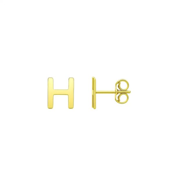 14K Yellow Gold Yours Truly Initial H Stud Earrings
