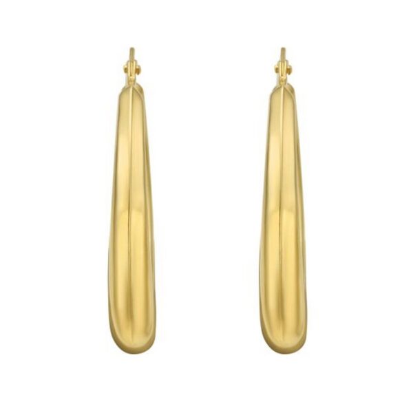 14K Yellow Gold Round Back to Back Hoop Earrings - alternate view 2