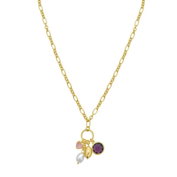 Sterling Silver Rhodium Plated Cubic Zirconia Charm Necklace