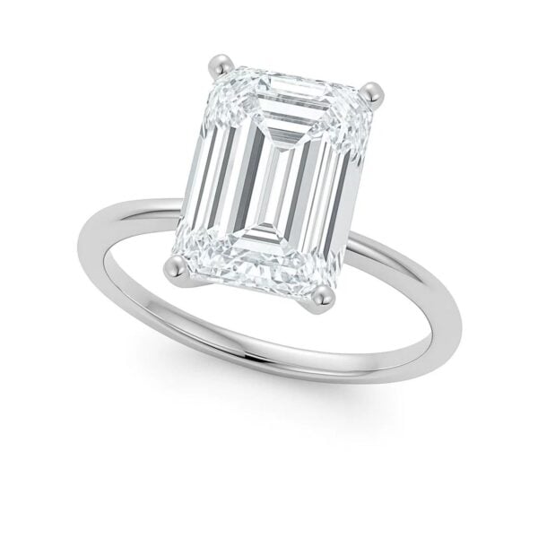 5 Carat Emerald Lab Grown IGI G/VS1 Diamond Solitaire Ring in 10K White Gold
