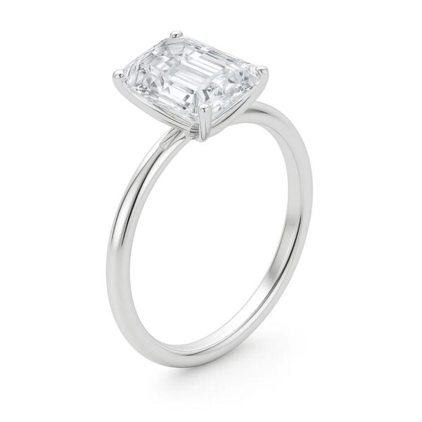 5 Carat Emerald Lab Grown IGI G/VS1 Diamond Solitaire Ring in 10K White Gold - alternate view 2