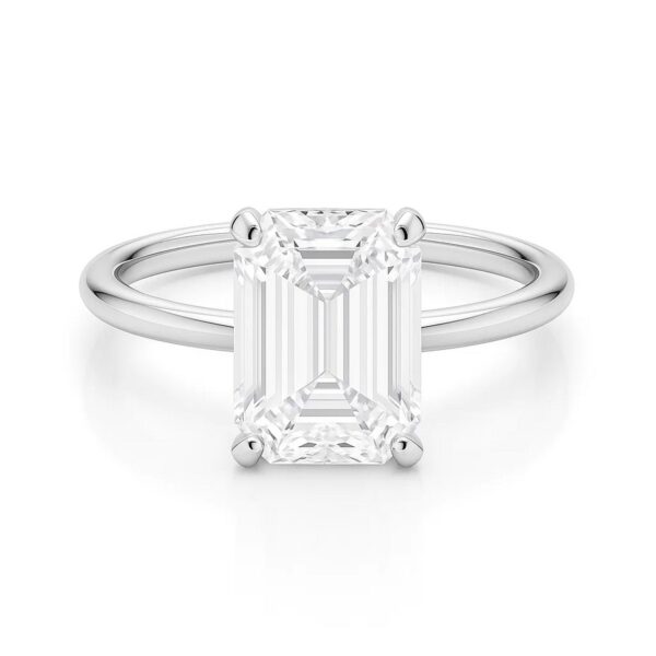 5 Carat Emerald Lab Grown IGI G/VS1 Diamond Solitaire Ring in 10K White Gold - alternate view 3