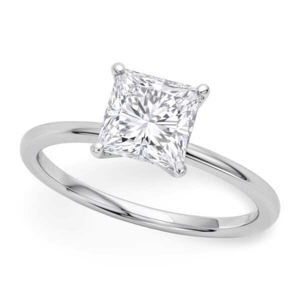 1.50Ct Princess Lab Grown IGI G/VS1 Diamond Ring in 14K White Gold
