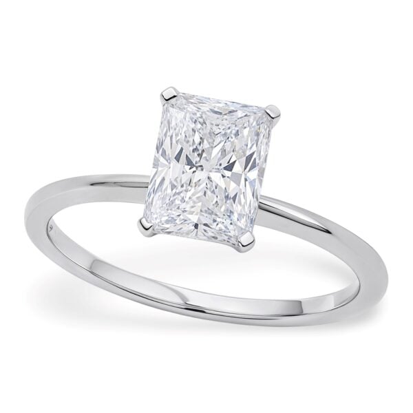 2 Carat Radiant Lab Grown IGI G/VS1 Diamond Solitaire Ring in 10K White Gold