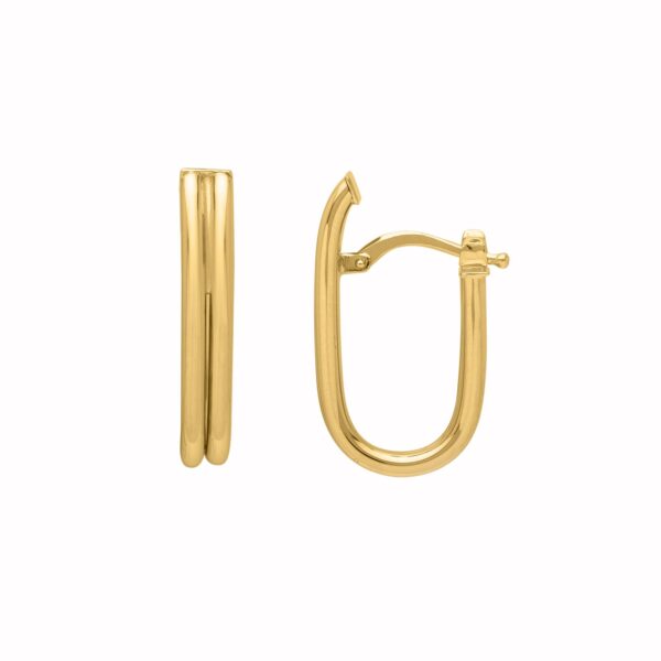 Double Oval Tube Hoop Earrings in 14K Yellow Gold - alternate view 2