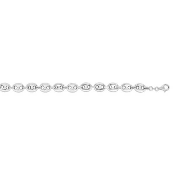 Sterling Silver Rhodium Plated Lite Puffed Mariner Chain (7.80 mm) - alternate view 2