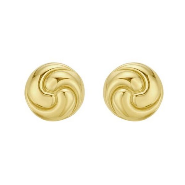 Sterling Silver Yellow Gold Plated Puffed Swirly Knot Stud Earrings - alternate view 2