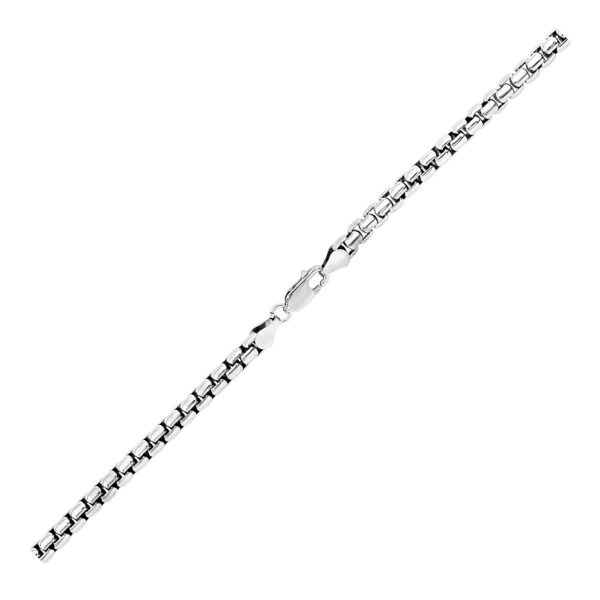 Sterling Silver Rhodium Plated Round Box Chain (5.20 mm) - alternate view 3
