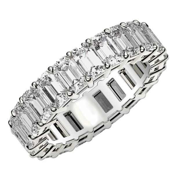 Emerald Cut Lab Grown Diamond Eternity Ring in 14k White Gold (6 cttw FG/VS2) - F-G