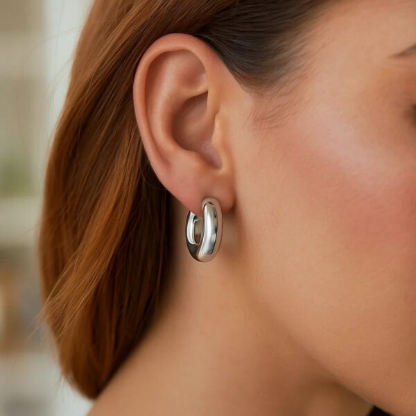 Sterling Silver Small Graduated Hoop Earrings - alternate view 2