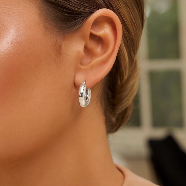 Sterling Silver Small Graduated Hoop Earrings - alternate view 3