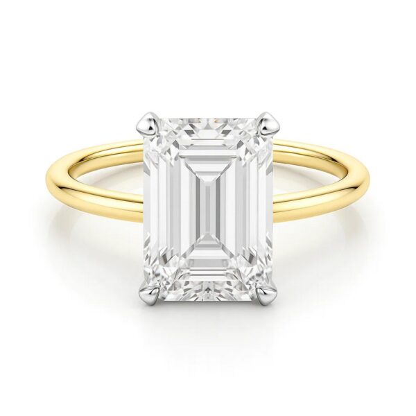 5 Carat Emerald Lab Grown IGI G/VS1 Diamond Solitaire Ring in 10K Yellow Gold - alternate view 3