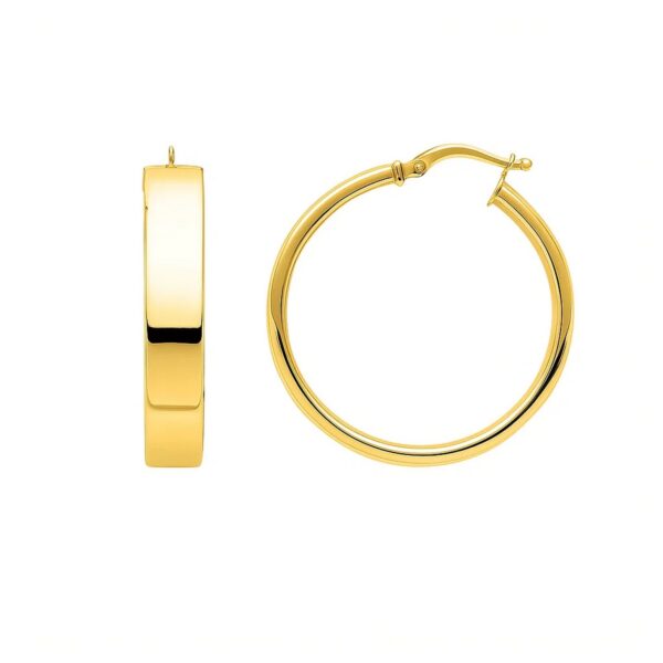 Large Tube Shaped Hoop Earrings in 14K Yellow Gold - alternate view 2