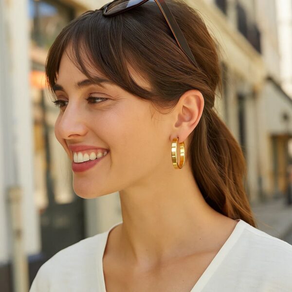 Large Tube Shaped Hoop Earrings in 14K Yellow Gold - alternate view 3