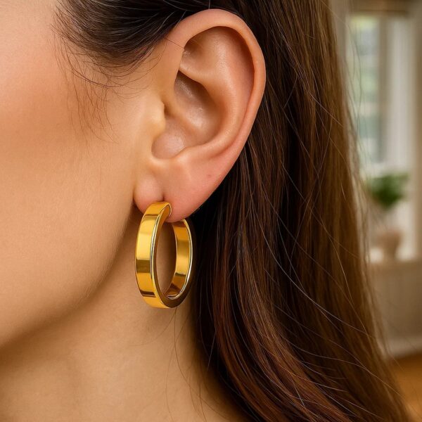 Large Tube Shaped Hoop Earrings in 14K Yellow Gold - alternate view 5