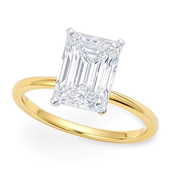 5 Carat Radiant Lab Grown IGI G/VS1 Diamond Solitaire Ring in 10K Yellow Gold