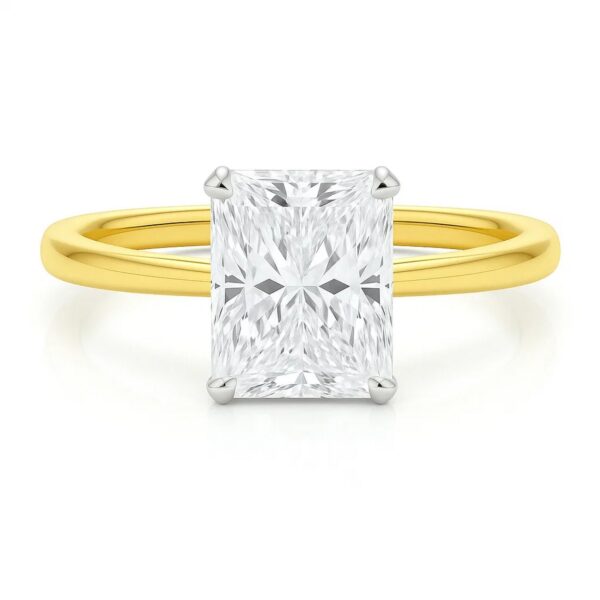 5 Carat Radiant Lab Grown IGI G/VS1 Diamond Solitaire Ring in 10K Yellow Gold - alternate view 3