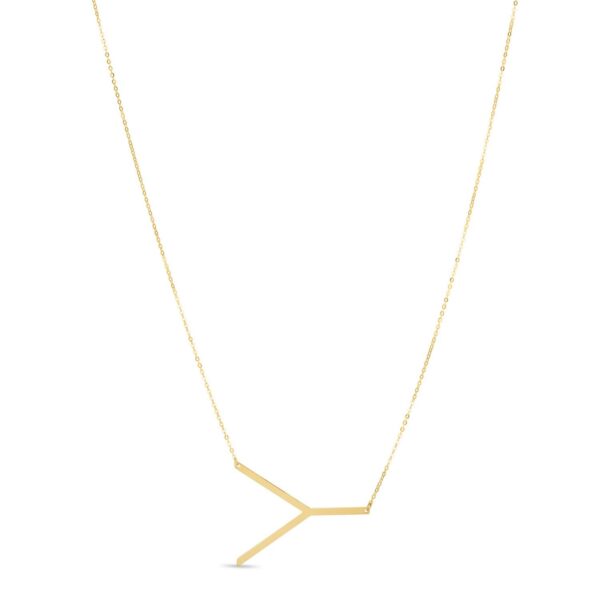 14K Yellow Gold Yours Truly Large Initial Y Necklace
