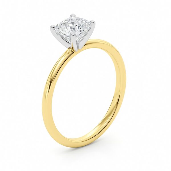 1 Carat Cushion Lab Grown IGI G/VS1 Diamond Solitaire Ring in 10K Yellow Gold - alternate view 2
