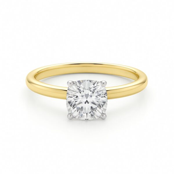 1 Carat Cushion Lab Grown IGI G/VS1 Diamond Solitaire Ring in 10K Yellow Gold - alternate view 3