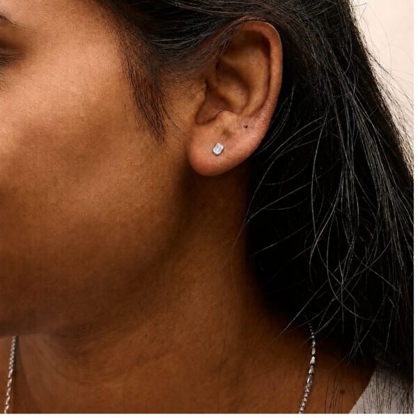 14K White Gold 1/2 Cttw Lab Grown Emerald Cut Diamond Solitaire Stud Earrings - alternate view 5