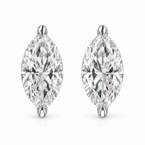 14K White Gold 1/4 Cttw Lab Grown Marquise Diamond Solitaire Stud Earrings