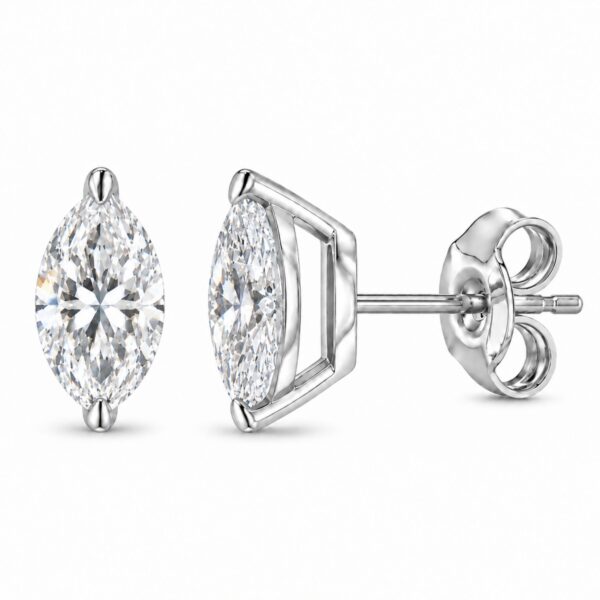 14K White Gold 1/4 Cttw Lab Grown Marquise Diamond Solitaire Stud Earrings - alternate view 2