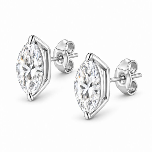 14K White Gold 1/4 Cttw Lab Grown Marquise Diamond Solitaire Stud Earrings - alternate view 3