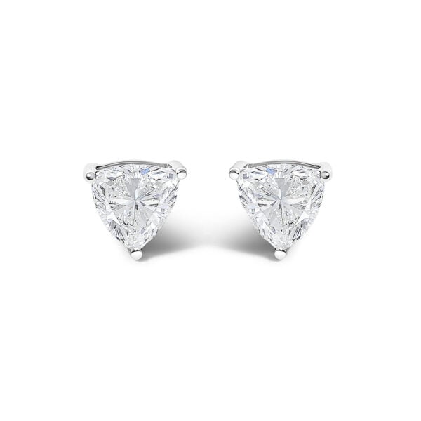 14K White Gold 1/2 Cttw Lab Grown Trillion Cut Solitaire Diamond Stud Earrings