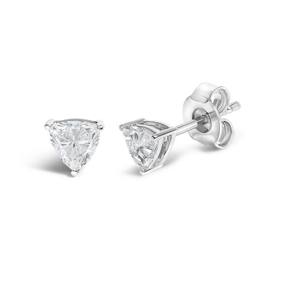14K White Gold 1/2 Cttw Lab Grown Trillion Cut Solitaire Diamond Stud Earrings - alternate view 2