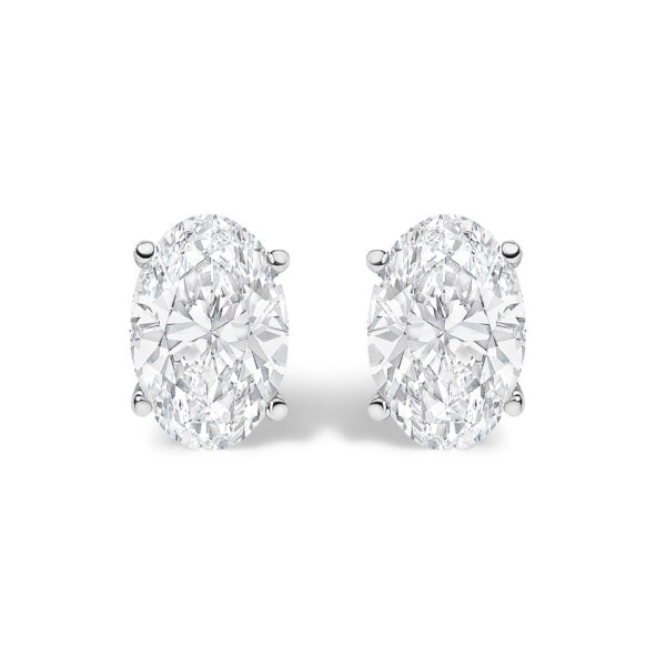 14K White Gold 1.00 Cttw Lab Grown Oval Solitaire Diamond Stud Earrings