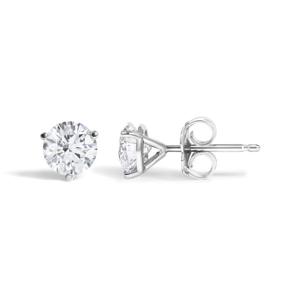 14K White Gold 1.00 Cttw Lab Grown Diamond Martini Set Round Solitaire Stud Earrings - alternate view 3