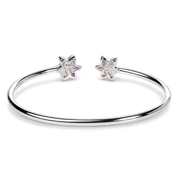 .925 Sterling Silver Ruby with Diamond Accent Floral Flexy Open Bangle Bracelet - alternate view 4