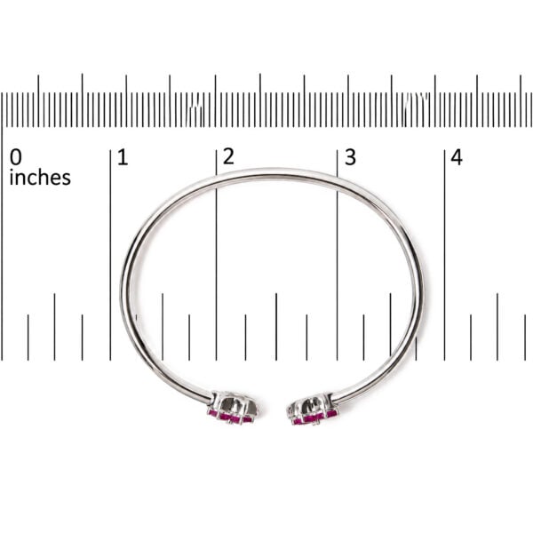 .925 Sterling Silver Ruby with Diamond Accent Floral Flexy Open Bangle Bracelet - alternate view 5