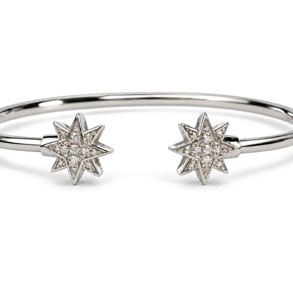 .925 Sterling Silver Diamond Accent Star Flexy Open Bangle Bracelet - alternate view 2