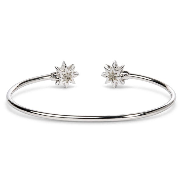 .925 Sterling Silver Diamond Accent Star Flexy Open Bangle Bracelet - alternate view 4