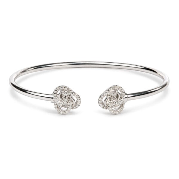 .925 Sterling Silver Diamond Accent Love Knot Flexy Open Bangle Bracelet