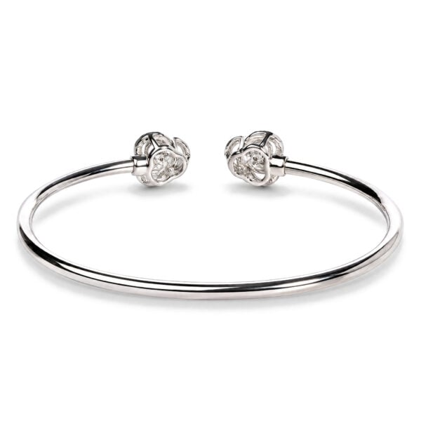 .925 Sterling Silver Diamond Accent Love Knot Flexy Open Bangle Bracelet - alternate view 4