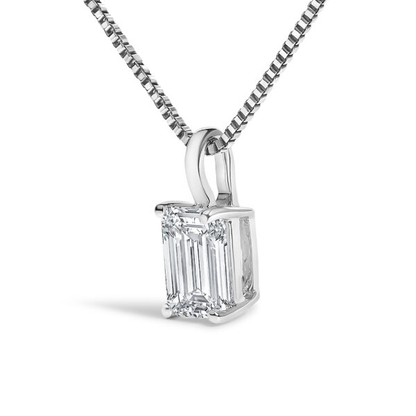 14K White Gold 3/4 Cttw Lab Grown Emerald Cut Solitaire Diamond Pendant Necklace - alternate view 3
