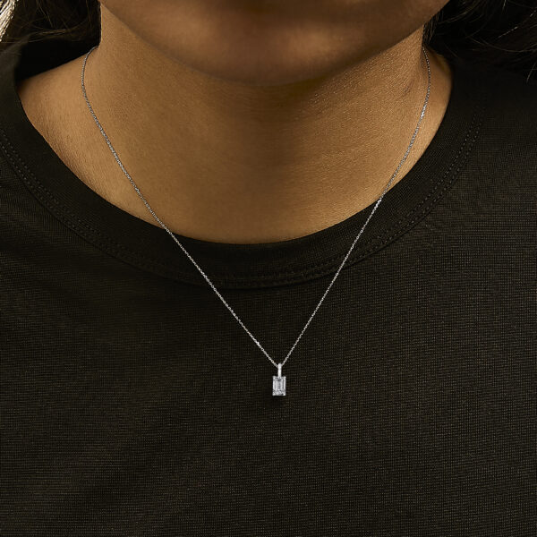 14K White Gold 3/4 Cttw Lab Grown Emerald Cut Solitaire Diamond Pendant Necklace - alternate view 5