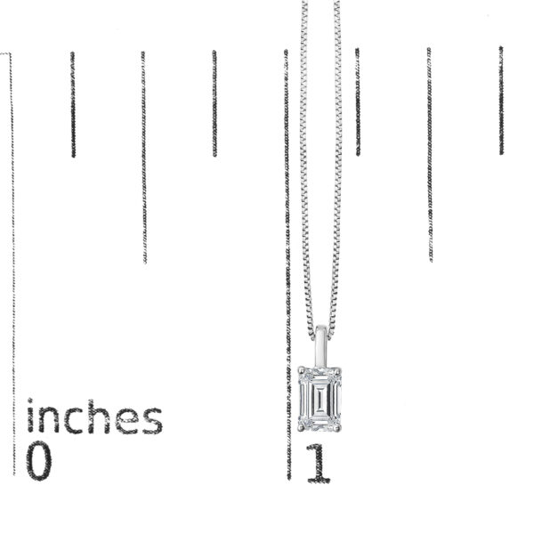 14K White Gold 3/4 Cttw Lab Grown Emerald Cut Solitaire Diamond Pendant Necklace - alternate view 4