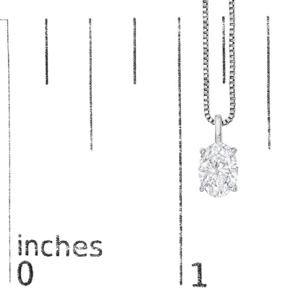 14K White Gold 1.00 Cttw Lab Grown Oval Solitaire Diamond Pendant Necklace - alternate view 4