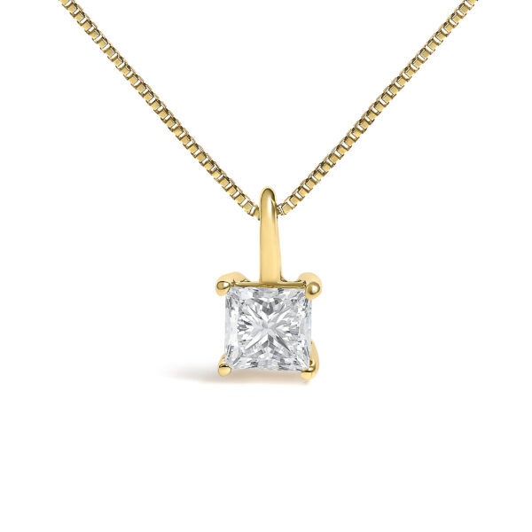 14K Yellow Gold 1/2 Cttw Lab Grown Princess Diamond Solitaire Pendant Necklace - alternate view 2