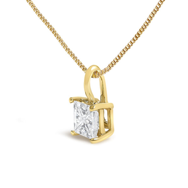14K Yellow Gold 1/2 Cttw Lab Grown Princess Diamond Solitaire Pendant Necklace - alternate view 3
