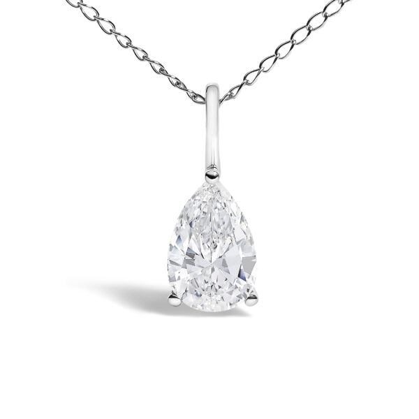 14K White Gold 3/4 Cttw Lab Grown Pear Diamond Solitaire Pendant Necklace - alternate view 2