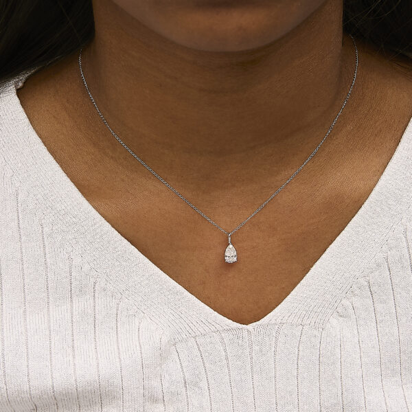14K White Gold 3/4 Cttw Lab Grown Pear Diamond Solitaire Pendant Necklace - alternate view 5