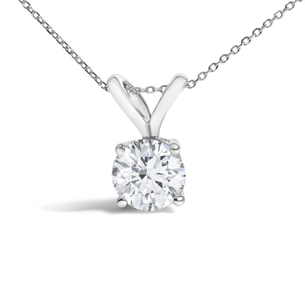14K White Gold 1.00 Cttw Lab Grown Diamond Round Solitaire Pendant Necklace - alternate view 2