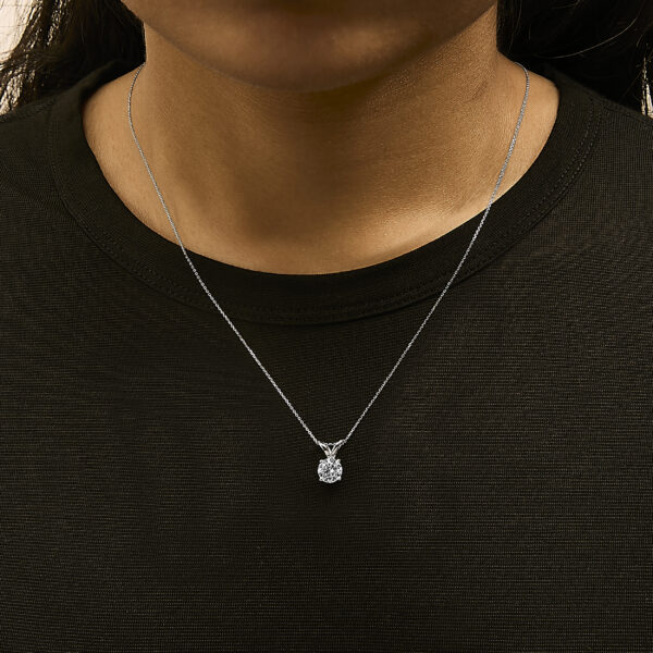 14K White Gold 1.00 Cttw Lab Grown Diamond Round Solitaire Pendant Necklace - alternate view 5