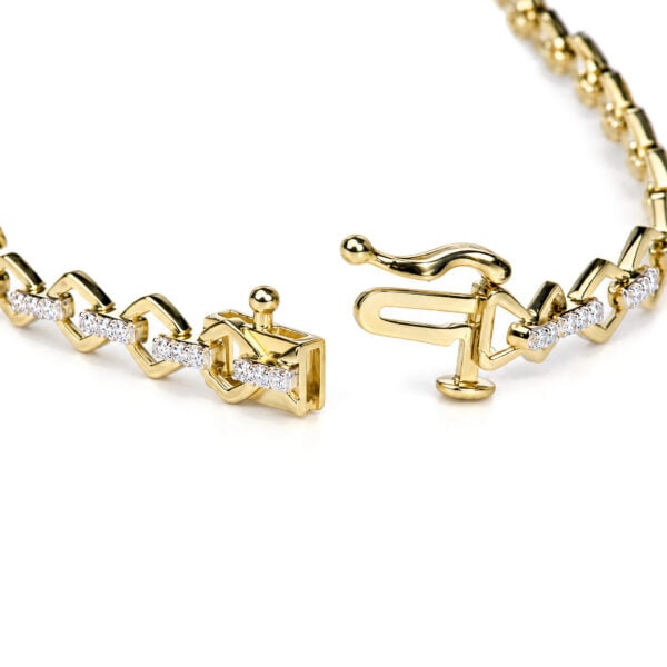 Yellow Gold Vermeil 1/4 Cttw Diamond Geometric Link Bracelet - Sterling Silver - alternate view 2
