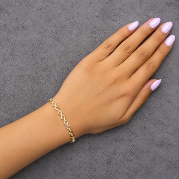 Yellow Gold Vermeil 1/4 Cttw Diamond Geometric Link Bracelet - Sterling Silver - alternate view 5
